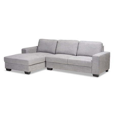 BAXTON STUDIO Nevin Light Grey Upholstered Sectional Sofa with Left Facing Chaise 158-9745